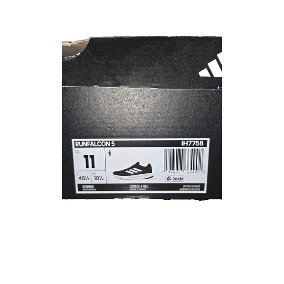 Adidas Runfalcon 5 Men’s Running Shoes Black White Size 11 IH7758 - New